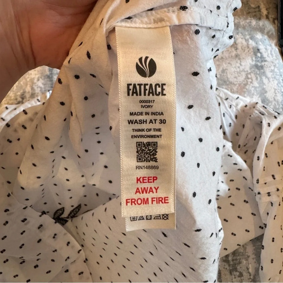 Fat Face Imogen Embroidered Blouse Size Large Peasant Boho Hippie Balloon Sleeve - Picture 14 of 16